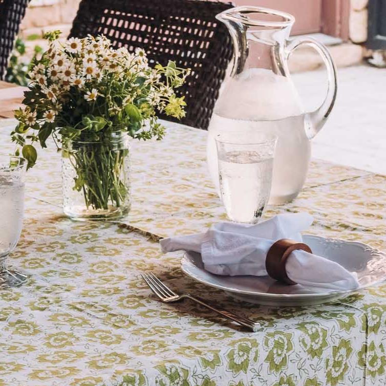 Block Tablecloth - Daffodil Green