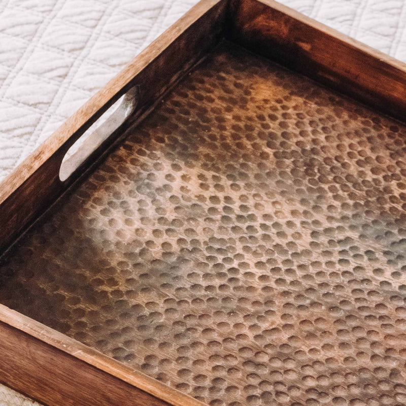 Hammered Wood Tray