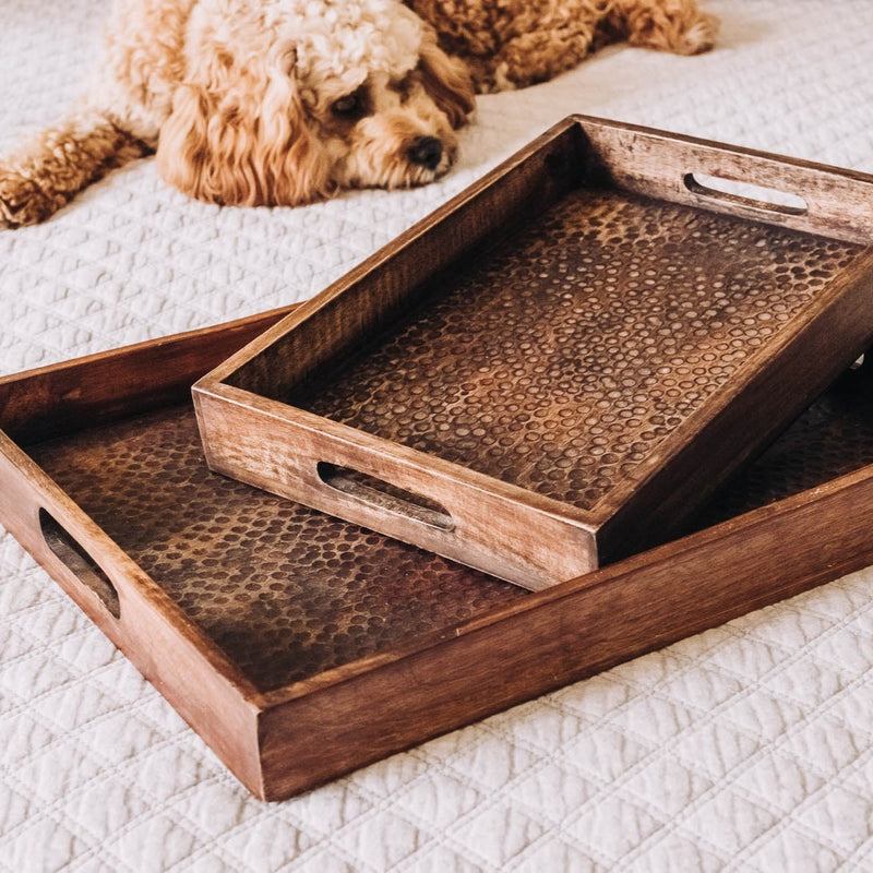 Hammered Wood Tray