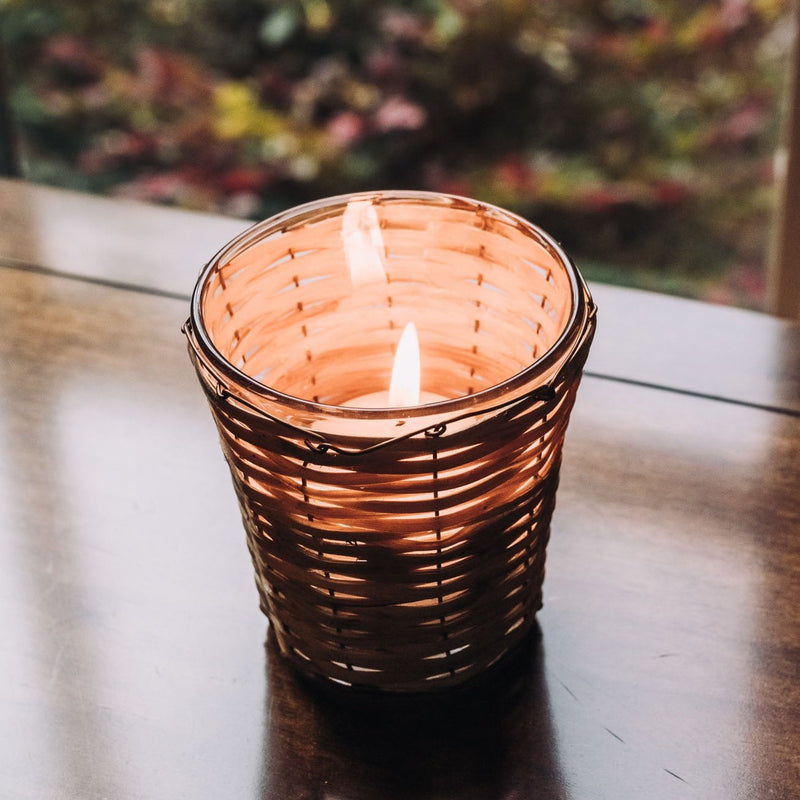 Bamboo and Glass Votive - Tapered