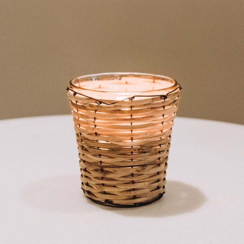 Bamboo and Glass Votive - Tapered